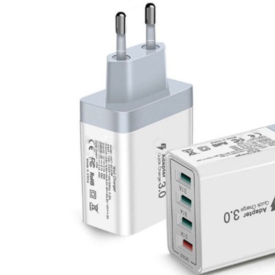 Incarcator Fast Charge pentru Telefon 33W, Flippy, Incarcator Quick Charge cu 4 Porturi USB-A, Power Delivery 33W, Cap Standard European, Alb Incarcator Fast Charge pentru Telefon 33W, Flippy, Incarcator Quick Charge cu 4 Porturi USB-A, Power Delivery 33W, Cap Standard European, Alb