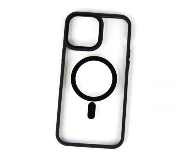 Husa MagSafe pentru Apple iPhone 13, Full Cover, Frosted Acrylic Color Big Hole, Magnetica, Incarcare Wireless, Flippy, Negru