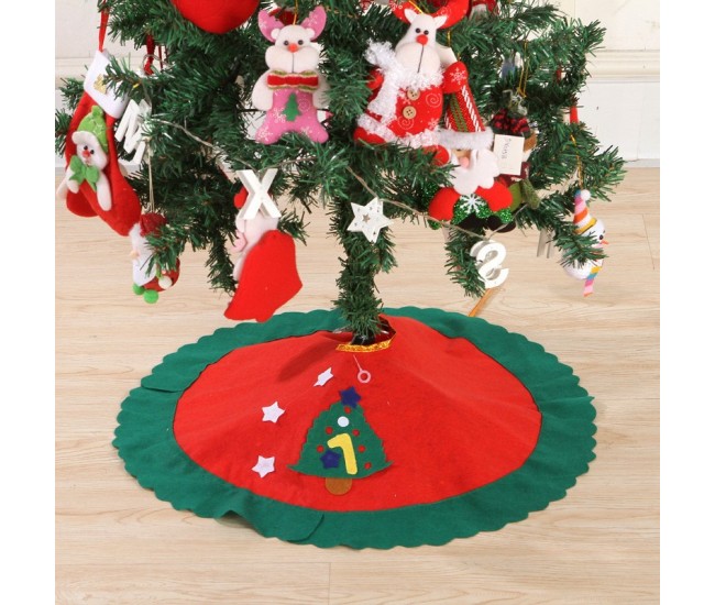 Covoras pentru bradul de Craciun Flippy, lana, rosu/verde, 60 cm