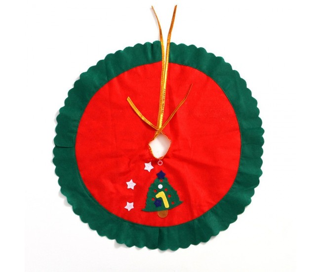 Covoras pentru bradul de Craciun Flippy, lana, rosu/verde, 60 cm