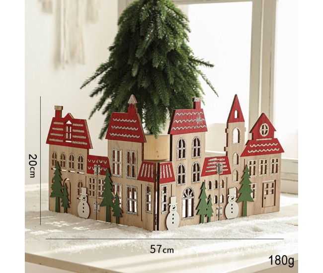 Decoratiune de Craciun, Flippy, Model Orasel de Craciun pentru Brad, in stil European, Pliabil din Lemn, 57 x 20 cm, Maro Natur Rosu Decoratiune de Craciun, Flippy, Model Orasel de Craciun pentru Brad, in stil European, Pliabil din Lemn, 57 x 20 cm, Maro Natur Rosu