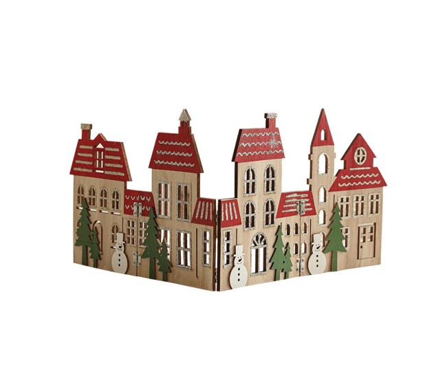 Decoratiune de Craciun, Flippy, Model Orasel de Craciun pentru Brad, in stil European, Pliabil din Lemn, 57 x 20 cm, Maro Natur Rosu Decoratiune de Craciun, Flippy, Model Orasel de Craciun pentru Brad, in stil European, Pliabil din Lemn, 57 x 20 cm, Maro Natur Rosu