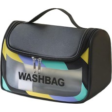 Geanta Cosmetice de Voiaj Flippy, Impermeabila, Translucida Mata, 22 x 16 x 14 cm, Negru