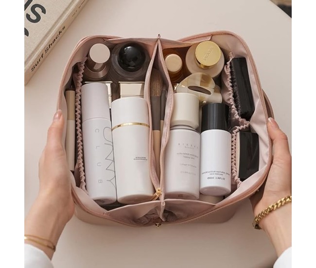 Geanta de Calatorie Flippy, Pentru Cosmetice, Portabila, Impermeabila, din Piele Ecologica, Compartimente Multiple, cu Fermoar, 23 x 11.5 x 10.5 cm, Roz Geanta de Calatorie Flippy, Pentru Cosmetice, Portabila, Impermeabila, din Piele Ecologica, Compartimente Multiple, cu Fermoar, 23 x 11.5 x 10.5 cm, Roz