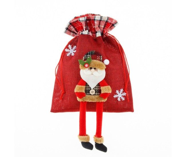 Sac cadouri Flippy, tematica Mos Craciun, Material Textil, 30x25 cm, cu Siret, Rosu Sac cadouri Flippy, tematica Mos Craciun, Material Textil, 30x25 cm, cu Siret, Rosu