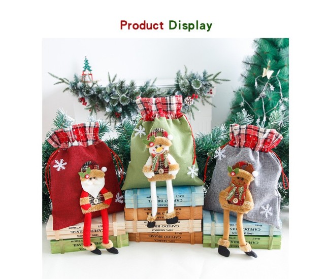 Sac din textil pentru cadouri de Craciun, Flippy, Model Ren, 30x25 cm, Gri Sac din textil pentru cadouri de Craciun, Flippy, Model Ren, 30x25 cm, Gri