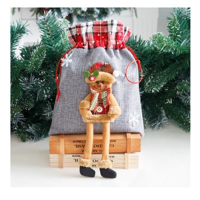 Sac din textil pentru cadouri de Craciun, Flippy, Model Ren, 30x25 cm, Gri Sac din textil pentru cadouri de Craciun, Flippy, Model Ren, 30x25 cm, Gri