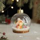 Glob pentru Bradul de Craciun LED, Flippy, Model C, Glob Transparent cu Figurina Casa si Om de Zapada iluminat LED, Diametrul 10 cm, Baza Solida, Transparent