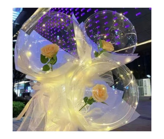 Buchet Decorativ, Flippy, Trandafir in Balon cu Lumini Led, Diametru 35 cm, 2 x Baterii AA (neincluse), Sampanie Buchet Decorativ, Flippy, Trandafir in Balon cu Lumini Led, Diametru 35 cm, 2 x Baterii AA (neincluse), Sampanie