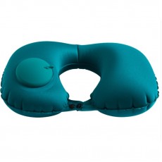 Perna pentru gat Flippy, portabila, umflare prin apasare, usor de depozitat, imbracata in material catifelat, in forma de U, 40 x 28 cm, verde