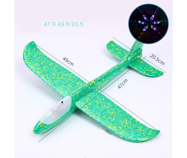 Avion planor din polistiren in punga , lungime 47 cm , cu lumina pe varf, Verde , Flippy Avion planor din polistiren in punga , lungime 47 cm , cu lumina pe varf, Verde , Flippy