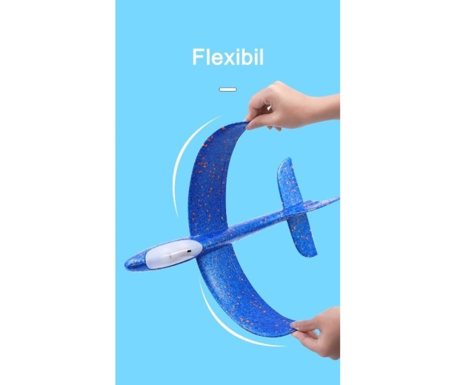 Avion planor din polistiren in punga , lungime 47 cm , Rosu , Flippy