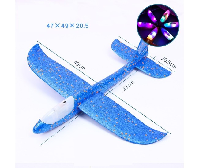 Avion planor din polistiren in punga , lungime 47 cm , cu lumini pe cap, Albastru , Flippy Avion planor din polistiren in punga , lungime 47 cm , cu lumini pe cap, Albastru , Flippy
