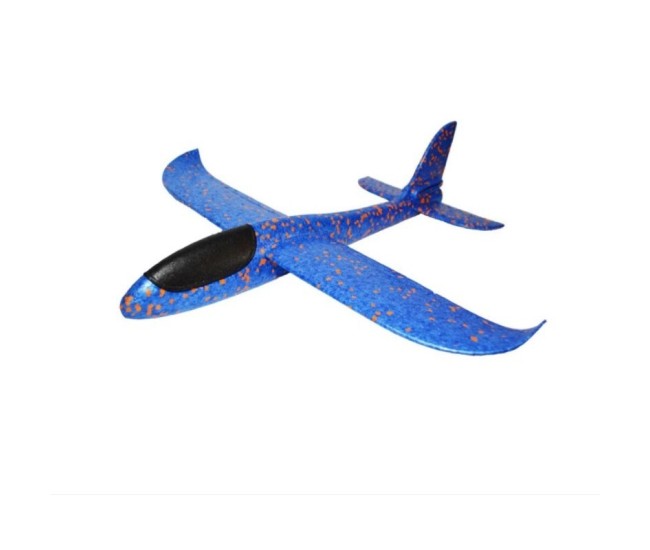 Avion planor din polistiren in punga , lungime 47 cm , Albastru , Flippy