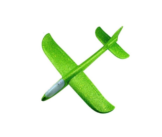 Avion planor din polistiren in punga , lungime 47 cm , cu lumina pe varf, Verde , Flippy Avion planor din polistiren in punga , lungime 47 cm , cu lumina pe varf, Verde , Flippy
