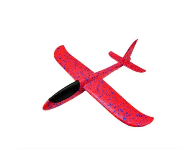 Avion planor din polistiren in punga , lungime 47 cm , Rosu , Flippy