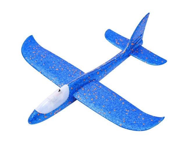 Avion planor din polistiren in punga , lungime 47 cm, cu lumini pe toata lungimea, Albastru , Flippy Avion planor din polistiren in punga , lungime 47 cm, cu lumini pe toata lungimea, Albastru , Flippy