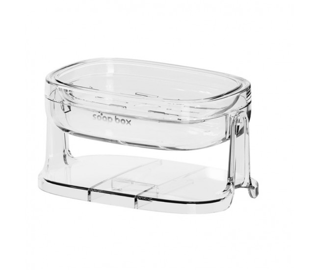 Savoniera cu Suport 2 in 1, Flippy, Pentru Perete sau Blat, PET, Scurgere Optima, Argintiu Transparent Savoniera cu Suport 2 in 1, Flippy, Pentru Perete sau Blat, PET, Scurgere Optima, Argintiu Transparent