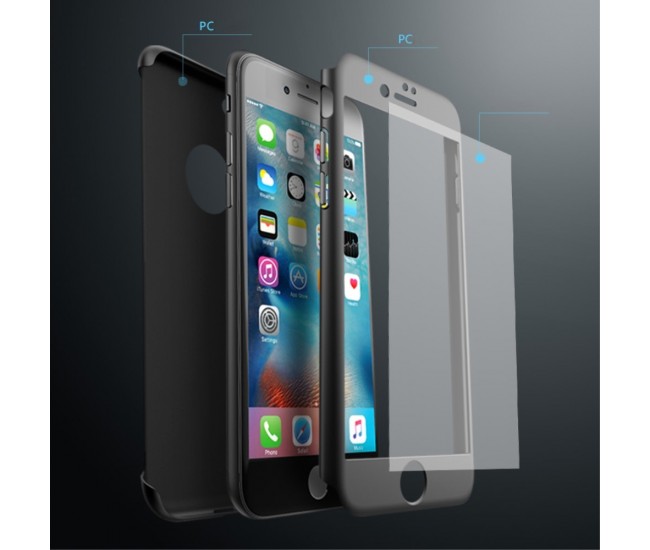 Husa Apple iPhone 7 Premium Full Cover 360 Negru + Folie Cadou Husa Apple iPhone 7 Premium Full Cover 360 Negru + Folie Cadou