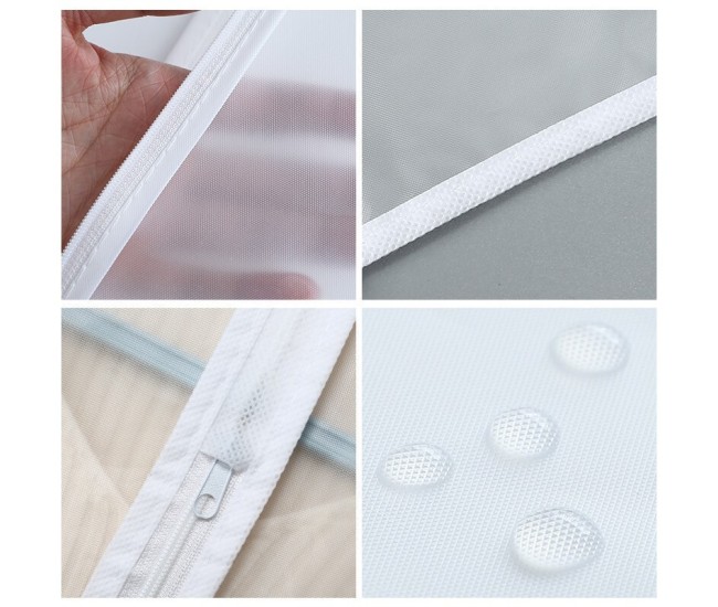 Set 5 Huse de Depozitare cu Fermoar, Flippy, pentru Haine, de Protectie, pentru Voiaj, Netesut, Rezistent la Praf, 60x80 cm, Transparent-Alb Set 5 Huse de Depozitare cu Fermoar, Flippy, pentru Haine, de Protectie, pentru Voiaj, Netesut, Rezistent la Praf, 60x80 cm, Transparent-Alb