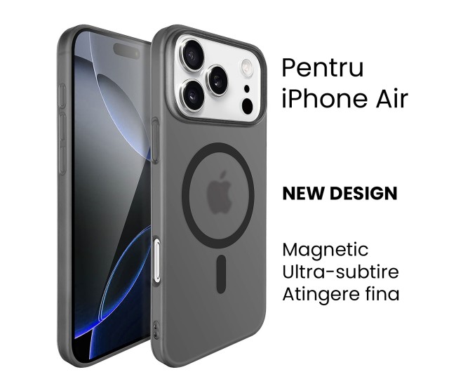 Husa de Protectie compatibila Apple iPhone 17 Air, Flippy, Magnetica Ultra-subtire, Anti-alunecare, Protectie PC, Rezistenta la Zgirieturi, Negru Husa de Protectie compatibila Apple iPhone 17 Air, Flippy, Magnetica Ultra-subtire, Anti-alunecare, Protectie PC, Rezistenta la Zgirieturi, Negru