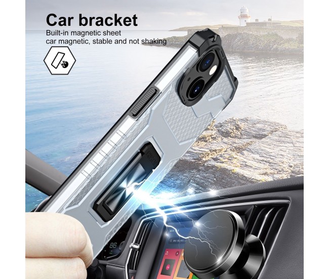 Husa de protectie Flippy compatibila cu Apple iPhone 13 Mini Acrylic Armor cu suport Negru Husa de protectie Flippy compatibila cu Apple iPhone 13 Mini Acrylic Armor cu suport Negru