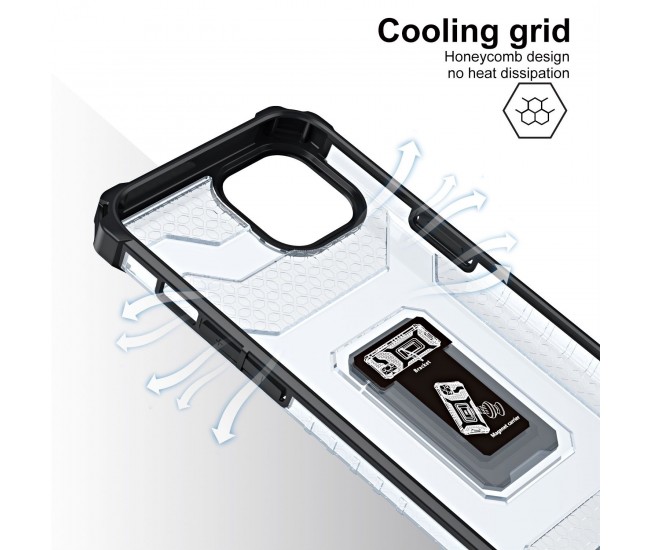 Husa de protectie Flippy compatibila cu Apple iPhone 13 Mini Acrylic Armor cu suport Negru Husa de protectie Flippy compatibila cu Apple iPhone 13 Mini Acrylic Armor cu suport Negru