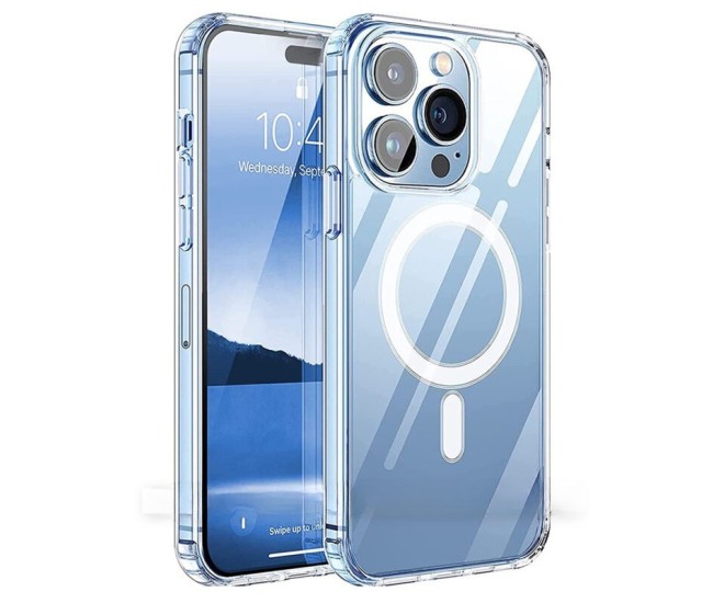 Husa de protectie Flippy compatibila cu Apple iPhone 15 Pro Max, MagSafe Blister, gaura mare camera, transparenta Husa de protectie Flippy compatibila cu Apple iPhone 15 Pro Max, MagSafe Blister, gaura mare camera, transparenta