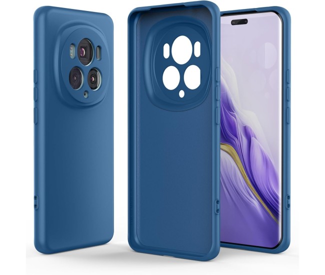 Husa de Protectie, Flippy, pentru Honor Magic 6 Pro, Liquid Silicone, cu Microfibra pe Interior, Protectie Antisoc, Compatibil Incarcare Wireless, Albastru