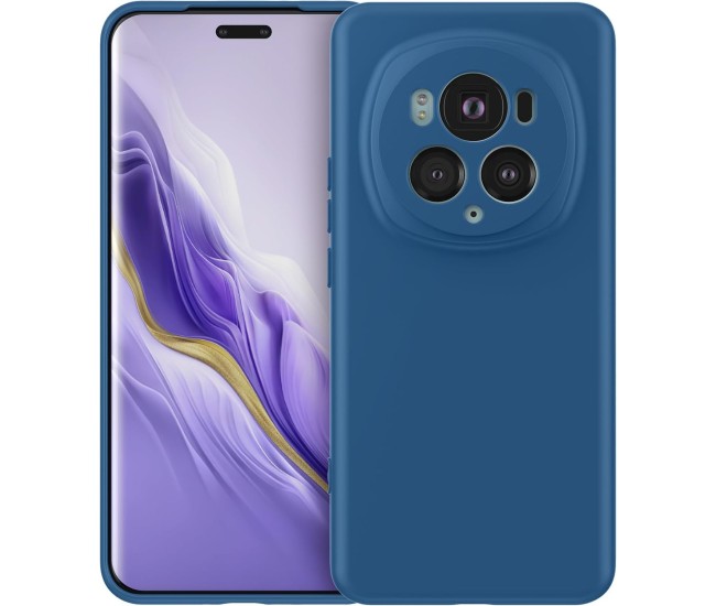 Husa de Protectie, Flippy, pentru Honor Magic 6 Pro, Liquid Silicone, cu Microfibra pe Interior, Protectie Antisoc, Compatibil Incarcare Wireless, Albastru