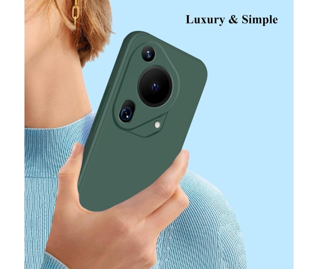 Husa de Protectie, Flippy, pentru Huawei Pura 70 Pro, Liquid Silicone, cu Microfibra pe Interior, Protectie Antisoc, Compatibil Incarcare Wireless, Verde