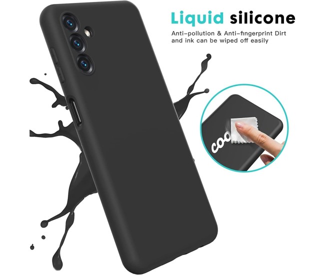 Husa de Protectie, Flippy, pentru Samsung Galaxy S24 FE, Liquid Silicone, cu Microfibra pe Interior, Protectie Antisoc, Compatibil Incarcare Wireless, Negru