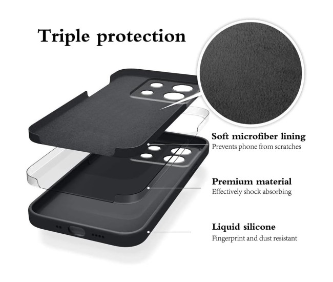 Husa de Protectie, Flippy, pentru Xiaomi Redmi Note 13 Pro 5G, Liquid Silicone, cu Microfibra pe Interior, Protectie Antisoc, Compatibil Incarcare Wireless, Negru