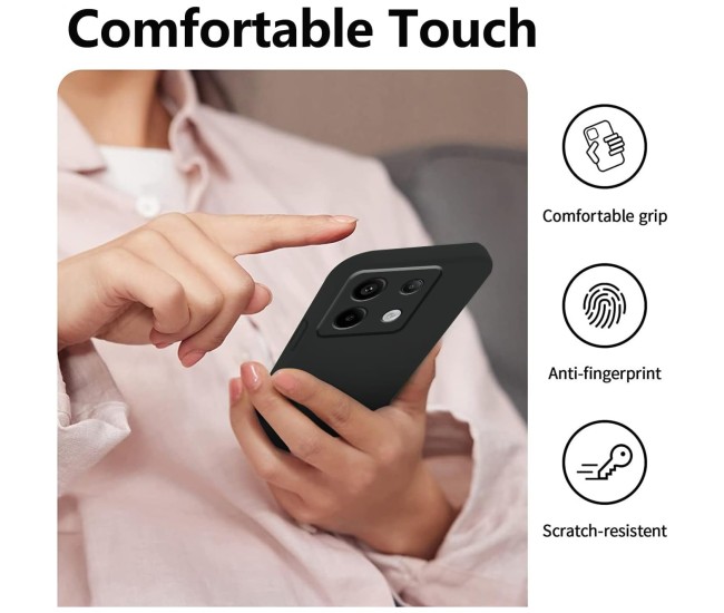 Husa de Protectie, Flippy, pentru Xiaomi Redmi Note 13 Pro 5G, Liquid Silicone, cu Microfibra pe Interior, Protectie Antisoc, Compatibil Incarcare Wireless, Negru