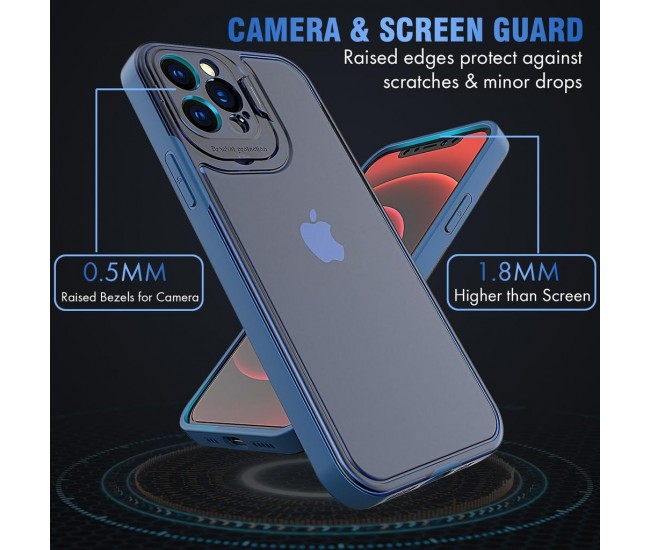 Husa de protectie pentru Apple iPhone 14 Pro, Flippy, Bracket series cu suport si protectie pentru camera, Albastru Husa de protectie pentru Apple iPhone 14 Pro, Flippy, Bracket series cu suport si protectie pentru camera, Albastru