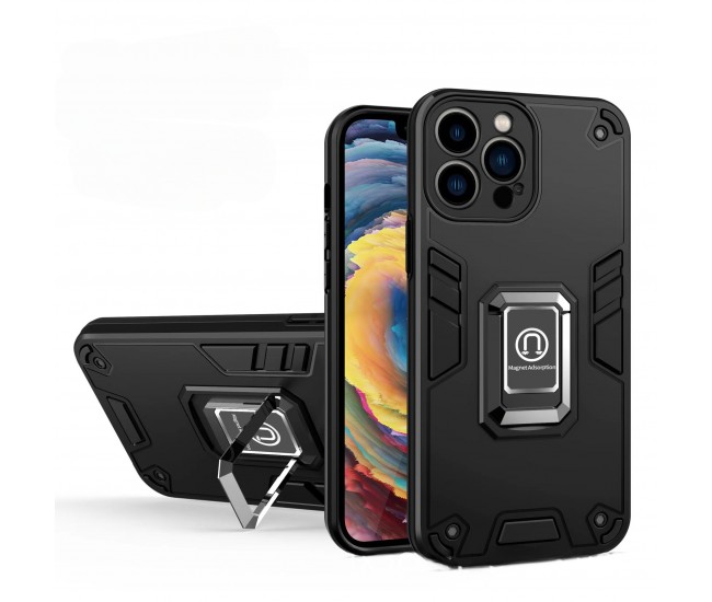 Husa Iron Warriors pentru iPhone 14, Flippy, Hybrid Ring Holder Kickstand, Negru Husa Iron Warriors pentru iPhone 14, Flippy, Hybrid Ring Holder Kickstand, Negru