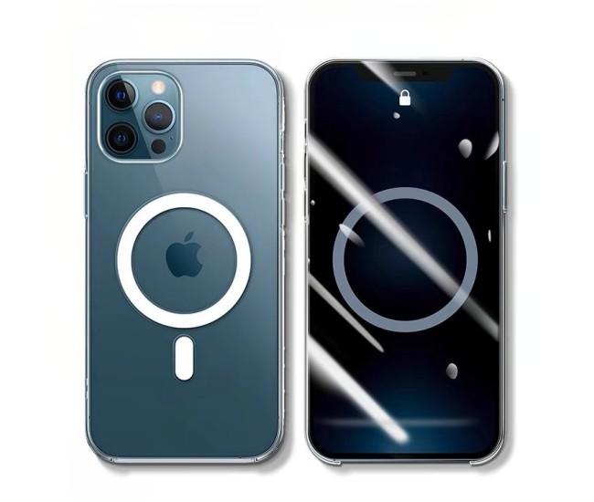 Husa protectie Flippy pentru iPhone 11 Mag Safe, 2 in 1 incarcare si magnet, Silicone, Transparenta