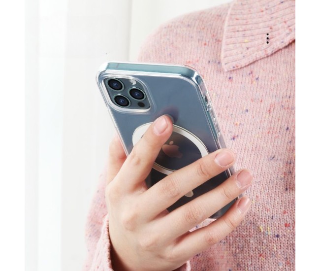Husa protectie Flippy pentru iPhone 11 Mag Safe, 2 in 1 incarcare si magnet, Silicone, Transparenta