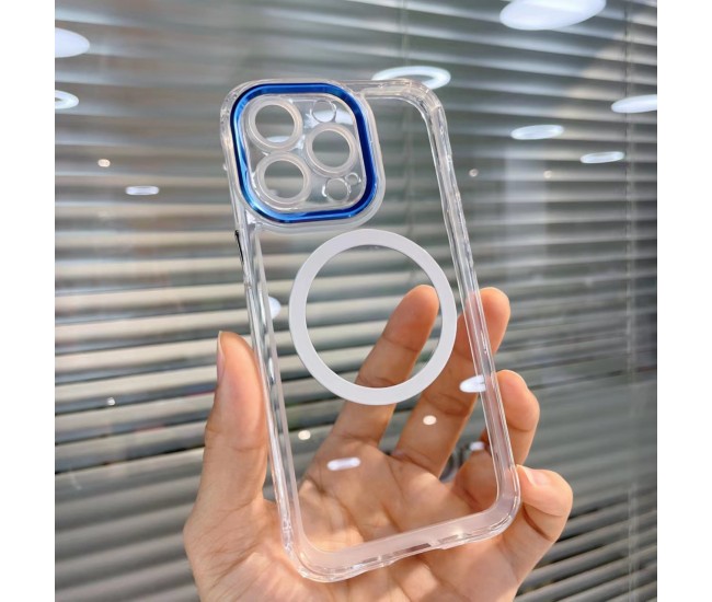 Husa MagSafe Silicone pentru iPhone 12, Flippy, Transparenta, Magnetica, Extra Protectie Camera Albastru Husa MagSafe Silicone pentru iPhone 12, Flippy, Transparenta, Magnetica, Extra Protectie Camera Albastru