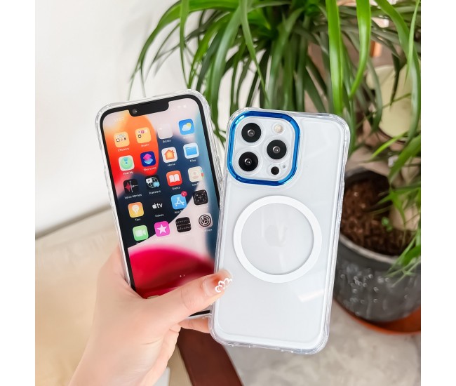 Husa MagSafe Silicone pentru iPhone 12, Flippy, Transparenta, Magnetica, Extra Protectie Camera Albastru Husa MagSafe Silicone pentru iPhone 12, Flippy, Transparenta, Magnetica, Extra Protectie Camera Albastru