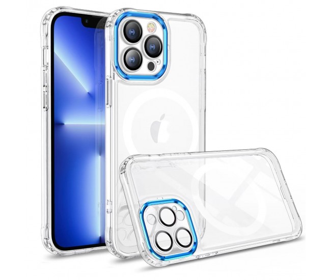 Husa MagSafe Silicone pentru iPhone 12, Flippy, Transparenta, Magnetica, Extra Protectie Camera Albastru Husa MagSafe Silicone pentru iPhone 12, Flippy, Transparenta, Magnetica, Extra Protectie Camera Albastru