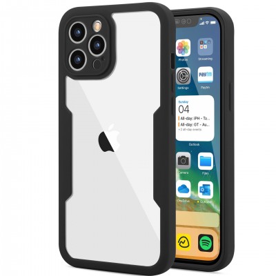 Husa Max Defence pentru iPhone 13, Bumper Negru, Fata Dubla Transparenta, Protectie Antisoc Full 360 ( fata, spate, margini ), Flippy Husa Max Defence pentru iPhone 13, Bumper Negru, Fata Dubla Transparenta, Protectie Antisoc Full 360 ( fata, spate, margini ), Flippy