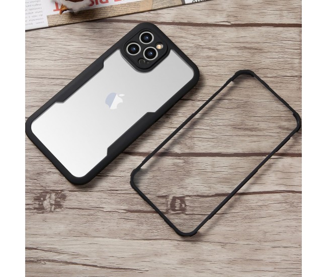 Husa Max Defence pentru Samsung Galaxy A53 5G, Bumper Negru, Fata Dubla Transparenta, Protectie Antisoc Full 360 ( fata, spate, margini ), Flippy