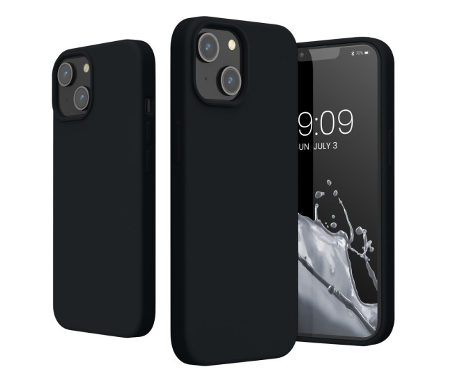 Husa pentru Apple iPhone 14 Pro Max Flippy, Liquid Silicone, cu Microfibra pe interior, Protectie Antisoc, Negru