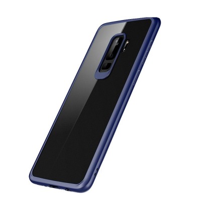 Husa Samsung Galaxy S9 Tpu Transparent cu margini colorate albastru