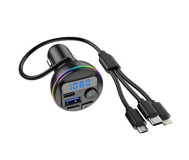 Incarcator Auto cu MP3 Player, Flippy, Port USB Fast Charge QC3.0 si Type C, PD 20W, Bluetooth, 3 Mufe de Incarcare, Negru Incarcator Auto cu MP3 Player, Flippy, Port USB Fast Charge QC3.0 si Type C, PD 20W, Bluetooth, 3 Mufe de Incarcare, Negru