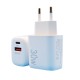 Incarcator Fast Charging pentru Telefon, Flippy, Dual Port USB-A si USB-C cu Cap de Incarcare Standard European, 30W Q.C 3.0, Alb Incarcator Fast Charging pentru Telefon, Flippy, Dual Port USB-A si USB-C cu Cap de Incarcare Standard European, 30W Q.C 3.0, Alb