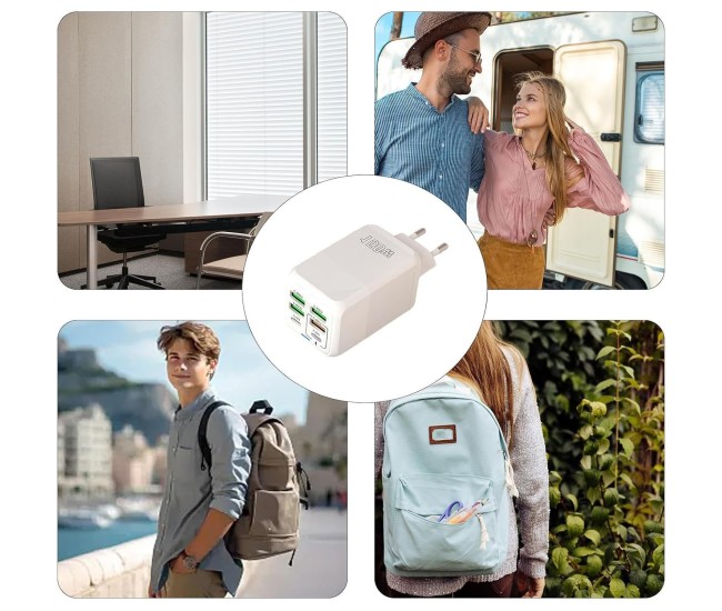 Incarcator Multifunctional, Flippy®, 6 Porturi (2 x PD Type C + 4 USB), 150 W, 5V, 2.4A, Incarcare Rapida, 4.4 x 4.4 x 11 cm, Alb Incarcator Multifunctional, Flippy®, 6 Porturi (2 x PD Type C + 4 USB), 150 W, 5V, 2.4A, Incarcare Rapida, 4.4 x 4.4 x 11 cm, Alb