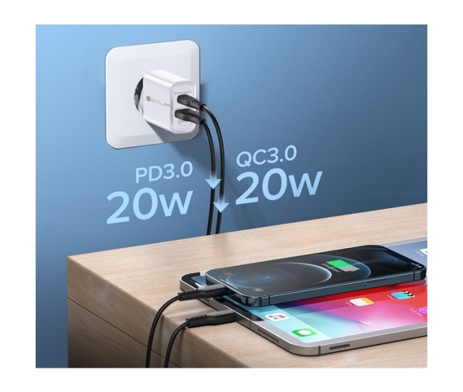 Incarcator Rapid PD QC3.0, Flippy, 2 Porturi, USB + Type C, 20W, Incarcare Rapida, Protectie Supraincalzire, 9.5 x 5.3 x 5.8 cm, Alb Incarcator Rapid PD QC3.0, Flippy, 2 Porturi, USB + Type C, 20W, Incarcare Rapida, Protectie Supraincalzire, 9.5 x 5.3 x 5.8 cm, Alb