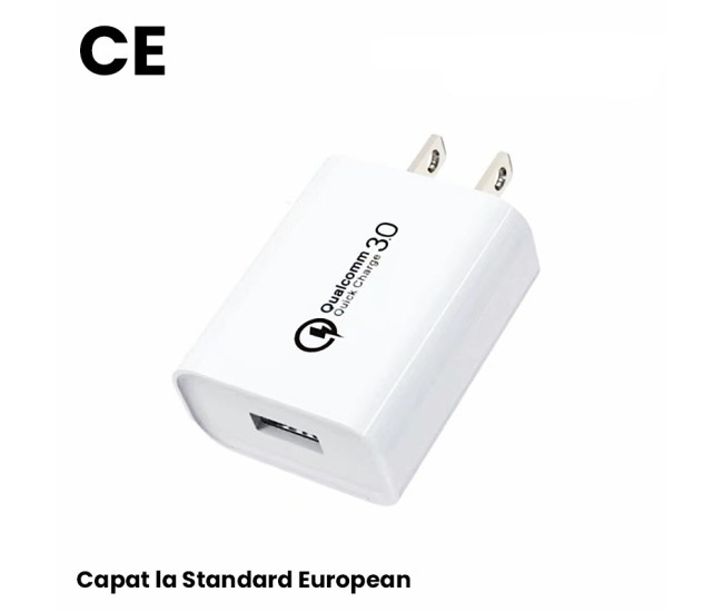 Incarcator Retea Fast Charge 5V3A, Flippy, Capat STANDARD EUROPEAN QC 3.0, 18W, Fara Cablu, Alb Incarcator Retea Fast Charge 5V3A, Flippy, Capat STANDARD EUROPEAN QC 3.0, 18W, Fara Cablu, Alb